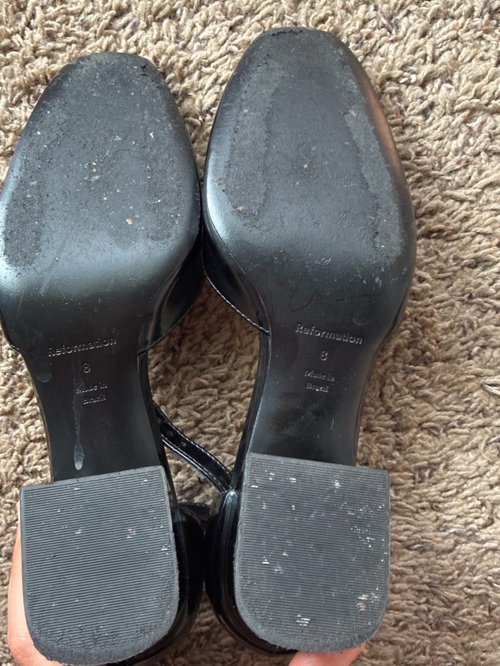 Reformation Black Patent Ankle-Strap Block Heels mary jane - Picture 3 of 5
